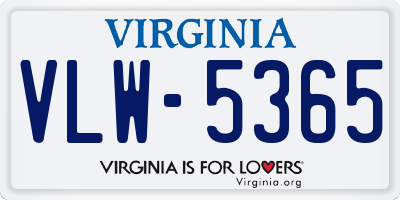 VA license plate VLW5365