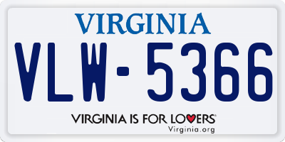 VA license plate VLW5366