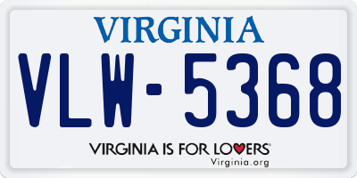 VA license plate VLW5368