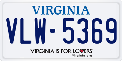 VA license plate VLW5369