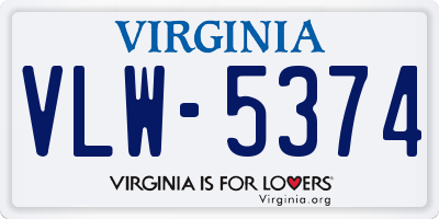 VA license plate VLW5374