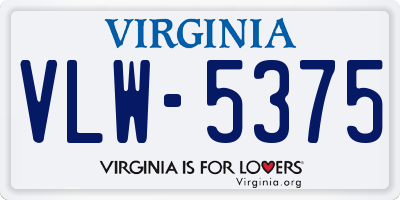 VA license plate VLW5375