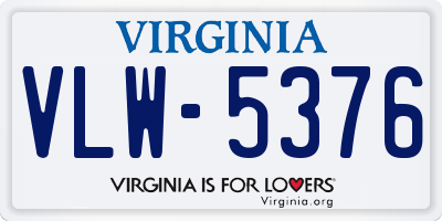 VA license plate VLW5376