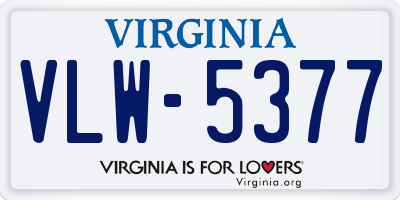 VA license plate VLW5377