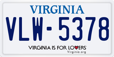 VA license plate VLW5378