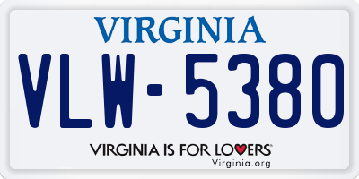 VA license plate VLW5380