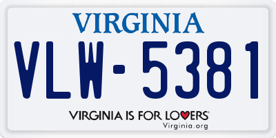 VA license plate VLW5381