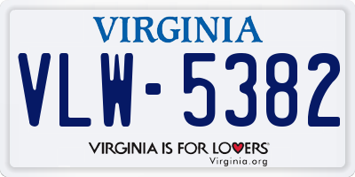 VA license plate VLW5382