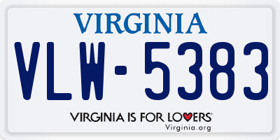 VA license plate VLW5383