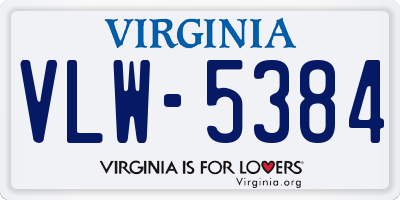 VA license plate VLW5384