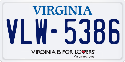 VA license plate VLW5386