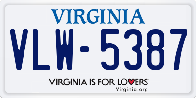 VA license plate VLW5387