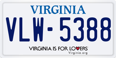 VA license plate VLW5388