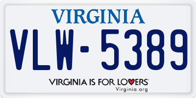 VA license plate VLW5389