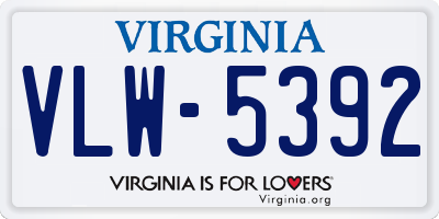 VA license plate VLW5392