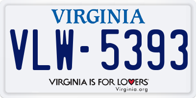 VA license plate VLW5393