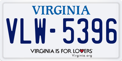 VA license plate VLW5396