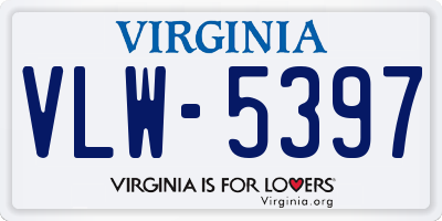 VA license plate VLW5397