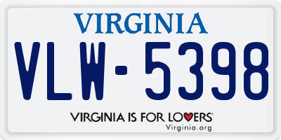 VA license plate VLW5398