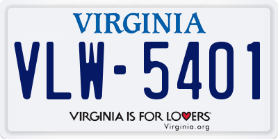 VA license plate VLW5401