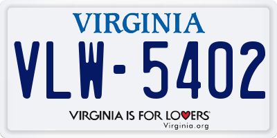 VA license plate VLW5402