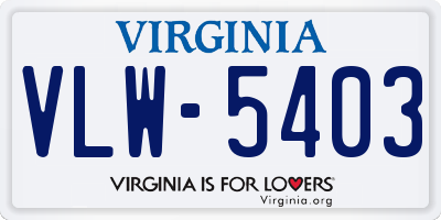 VA license plate VLW5403