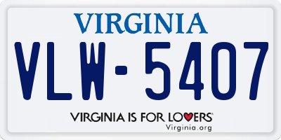 VA license plate VLW5407