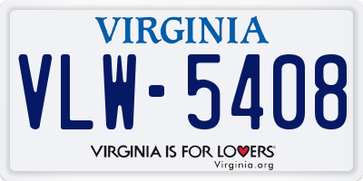 VA license plate VLW5408