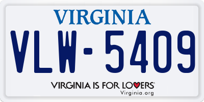 VA license plate VLW5409