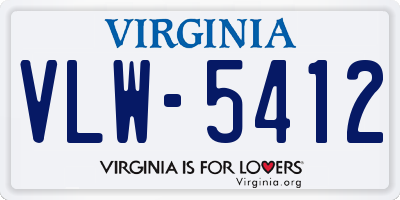 VA license plate VLW5412