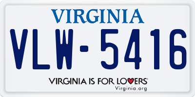 VA license plate VLW5416