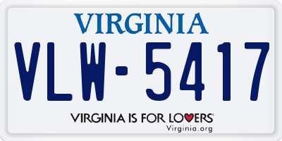 VA license plate VLW5417