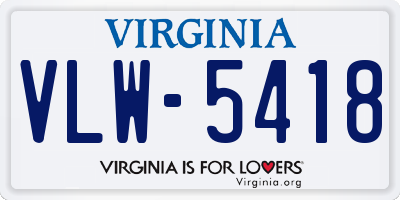 VA license plate VLW5418