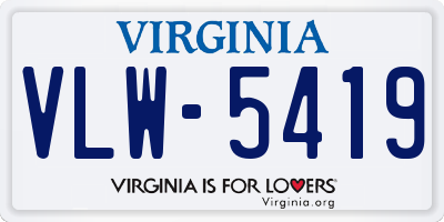 VA license plate VLW5419