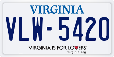 VA license plate VLW5420