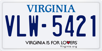 VA license plate VLW5421