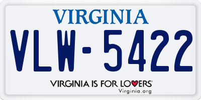 VA license plate VLW5422