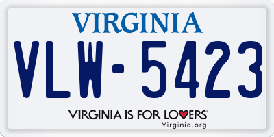 VA license plate VLW5423