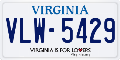 VA license plate VLW5429