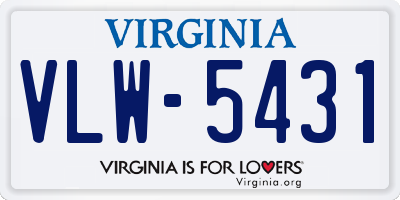 VA license plate VLW5431