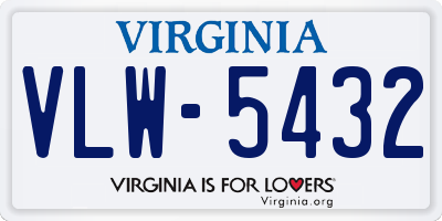 VA license plate VLW5432