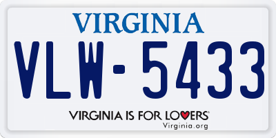 VA license plate VLW5433