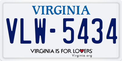 VA license plate VLW5434