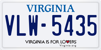 VA license plate VLW5435