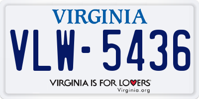 VA license plate VLW5436