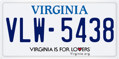 VA license plate VLW5438