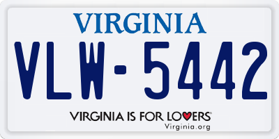 VA license plate VLW5442