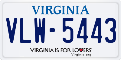 VA license plate VLW5443