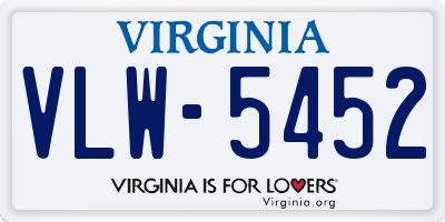 VA license plate VLW5452