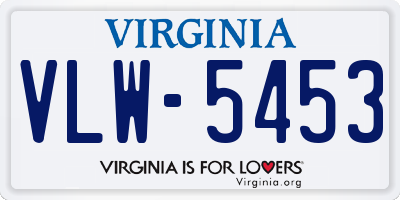 VA license plate VLW5453